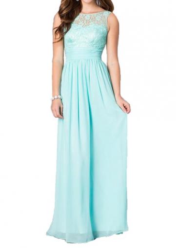 Rosewe High Waist Light Blue Sleeveless Maxi Dress