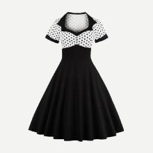 Shein Button Front Polka Dot Top Dress
