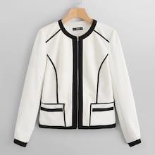 Shein Contrast Binding Zip Up Jacket