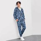 Shein Men Zip Up Drawstring Hoodie Camo Top & Pants Set