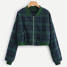 Shein Drop Shoulder Tartan Plaid Jacket