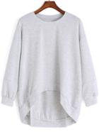 Shein Grey Round Neck Dip Hem Loose Sweatshirt