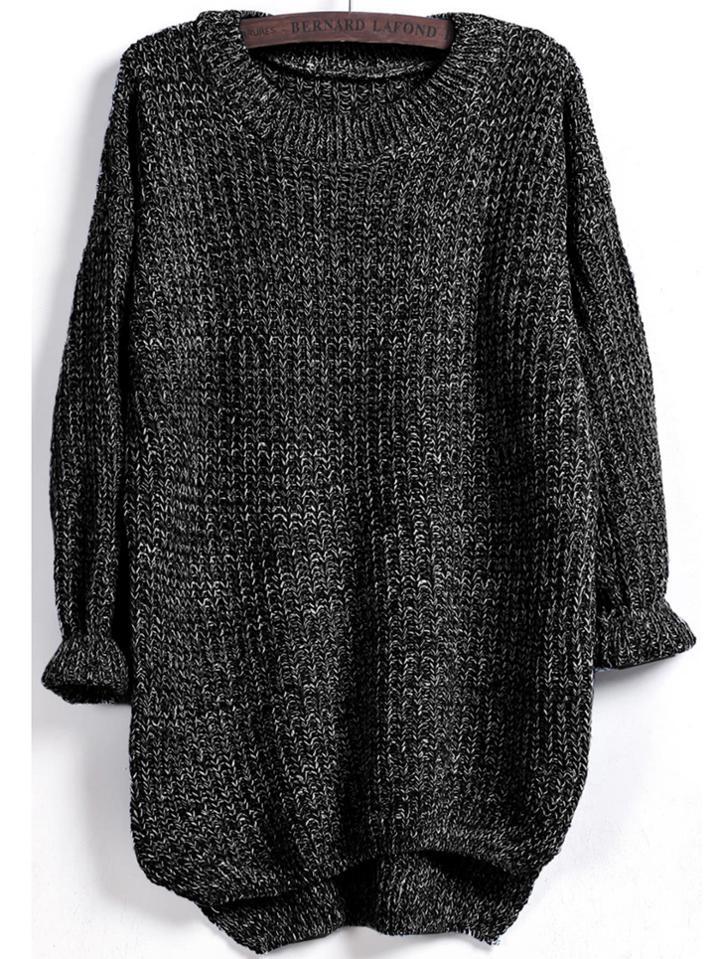 Shein Dip Hem Marled Knit Jumper