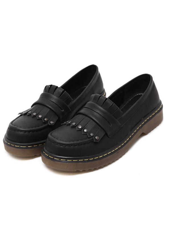 Shein Black Round Toe Thick-soled Pu Flats