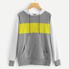 Shein Colorblock Pocket Front Hooded Sweatshirt