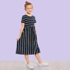 Shein Girls Vertical Striped Flare Dress