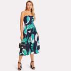 Shein Palm Leaf Print Tube Jumpsuit