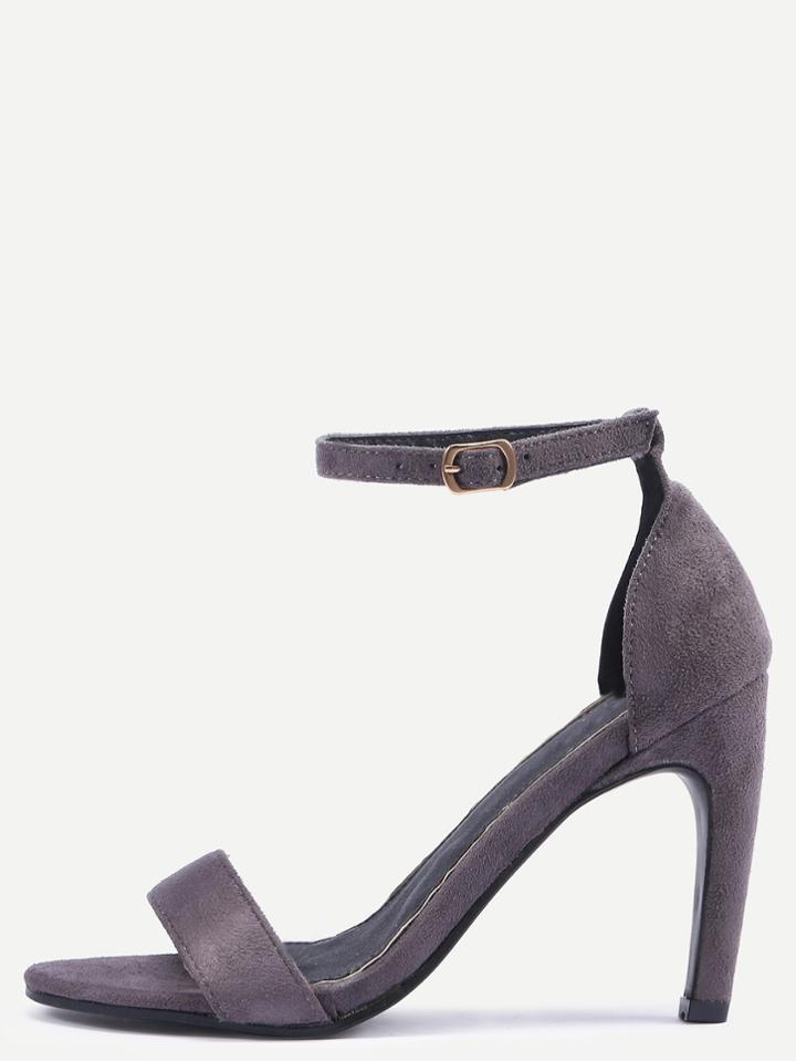 Shein Grey Peep Toe Ankle Strap Stiletto Sandals