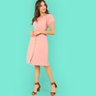 Shein Button Front Lantern Sleeve Dress