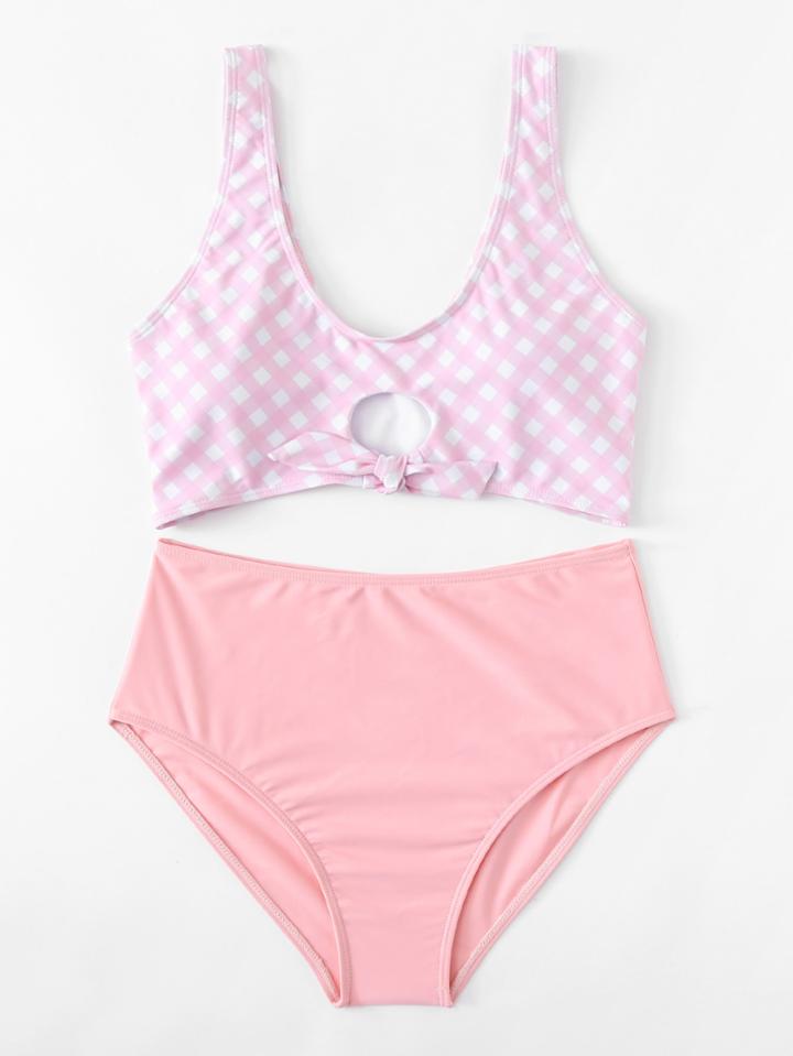 Shein Plaid Knot Bikini Set