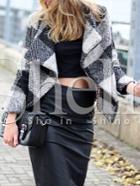 Shein Long Sleeve Plaid Lapel Outerwear