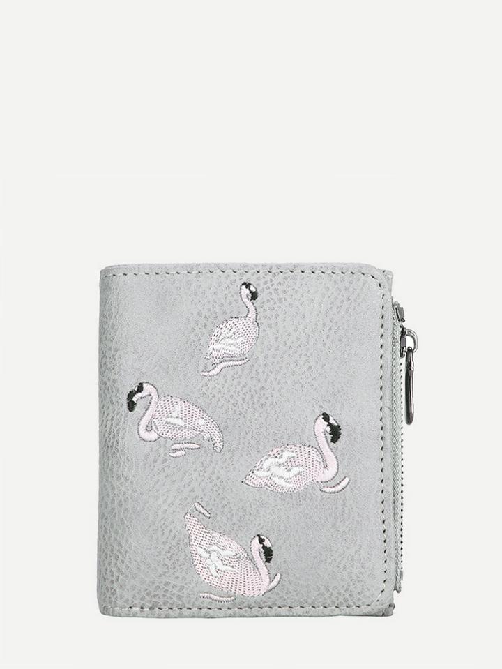 Shein Flamingo Embroidery Purse