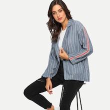 Shein Pinstripe Drop Shoulder Blazer