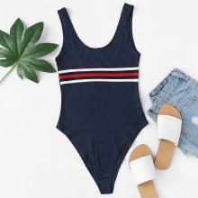 Shein Stripe Print Tank Bodysuit