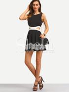 Shein Black Sleeveless Hollow Patchwork Lace Dress