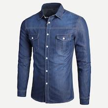 Shein Men Solid Denim Shirt