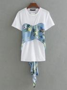 Shein Floral Print 2 In 1 Tee