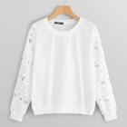 Shein Lace Sleeve Solid Sweatshirt