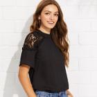 Shein Cutout Neck Lace Shoulder Top