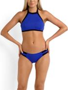 Shein Blue Contrast Trims Bikini Set