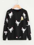 Shein Allover Monkey Print Sweatshirt