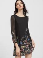 Shein Floral Print Chiffon Sheer Dress