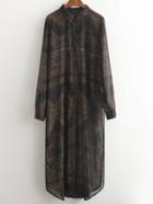 Shein Black Lapel Split Side Vintage Dress