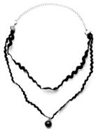 Shein Black Wave Band Faux Pearl Double Layer Choker Necklace