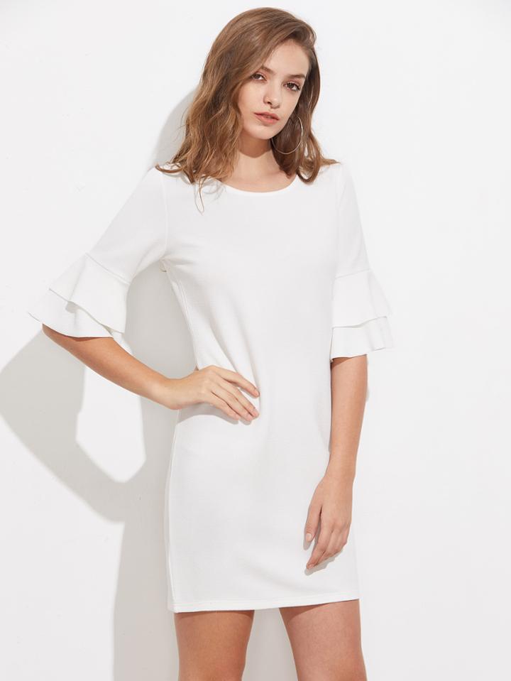 Shein Tiered Flute Sleeve Slim Dress