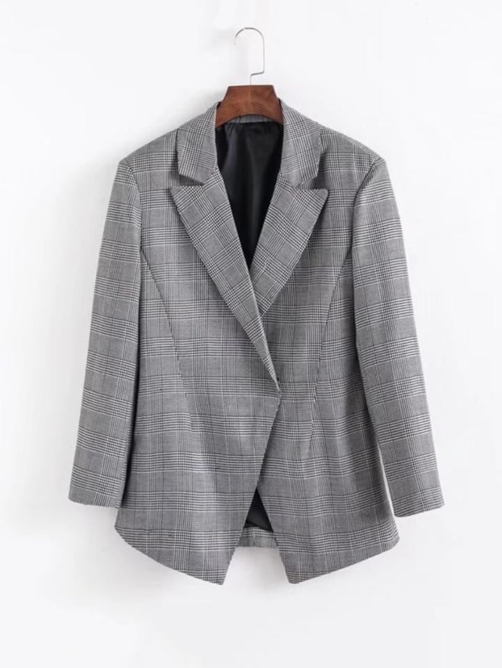 Shein Slit Back Tailored Houndstooth Blazer