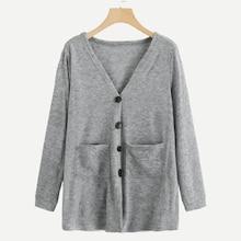 Shein Plus Pocket Decoration Solid Sweater