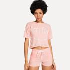 Shein Graphic Tee & Sweat Shorts Set