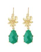 Shein Green Gemstone Flower Drop Earrings