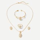Shein Rhinestone Necklace & Earrings & Bracelet & Ring Set
