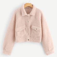 Shein Flap Pocket Detail Teddy Jacket