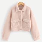 Shein Flap Pocket Detail Teddy Jacket