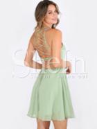 Shein Green Sleeveless Crisscross Lace Up Back Dress