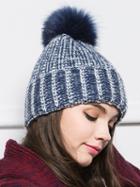 Shein Navy Hairball Embellished Knit Hat