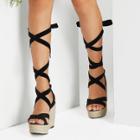 Shein Criss Cross Lace Up Espadrille Wedges