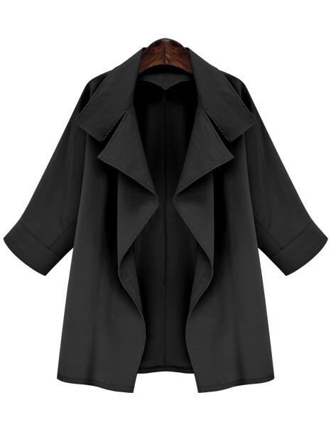 Shein Black Lapel Long Sleeve Loose Coat