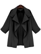 Shein Black Lapel Long Sleeve Loose Coat