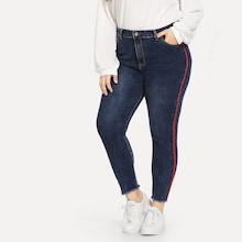 Shein Plus Dark Wash Raw Hem Jeans