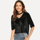 Shein Cut Out Neck Solid Tee