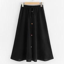 Shein Drawstring Waist Single Breasted Skirt