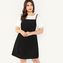 Shein Plus Bib Pocket Patched Corduroy Dress
