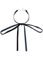 Shein Navy Tie Front Velvet Choker Necklace