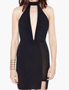 Shein Mock Neck Plunge Mesh Insert Bodycon Dress