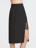Shein Lace Insert Split Front Midi Skirt