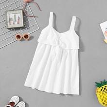 Shein Girls Knot Front Sold Dress