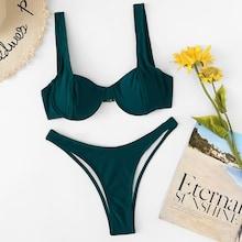 Shein Solid With High Leg Bikini Set
